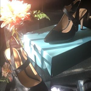 Antonio Melani Black Pointed Toe Strappies